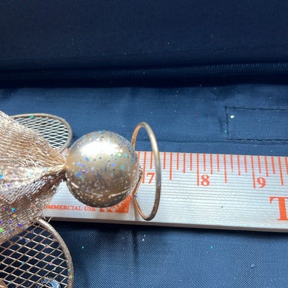 VTG Gold metal Christmas Angel playing instrument shiny Tree Topper Display - Picture 6 of 8